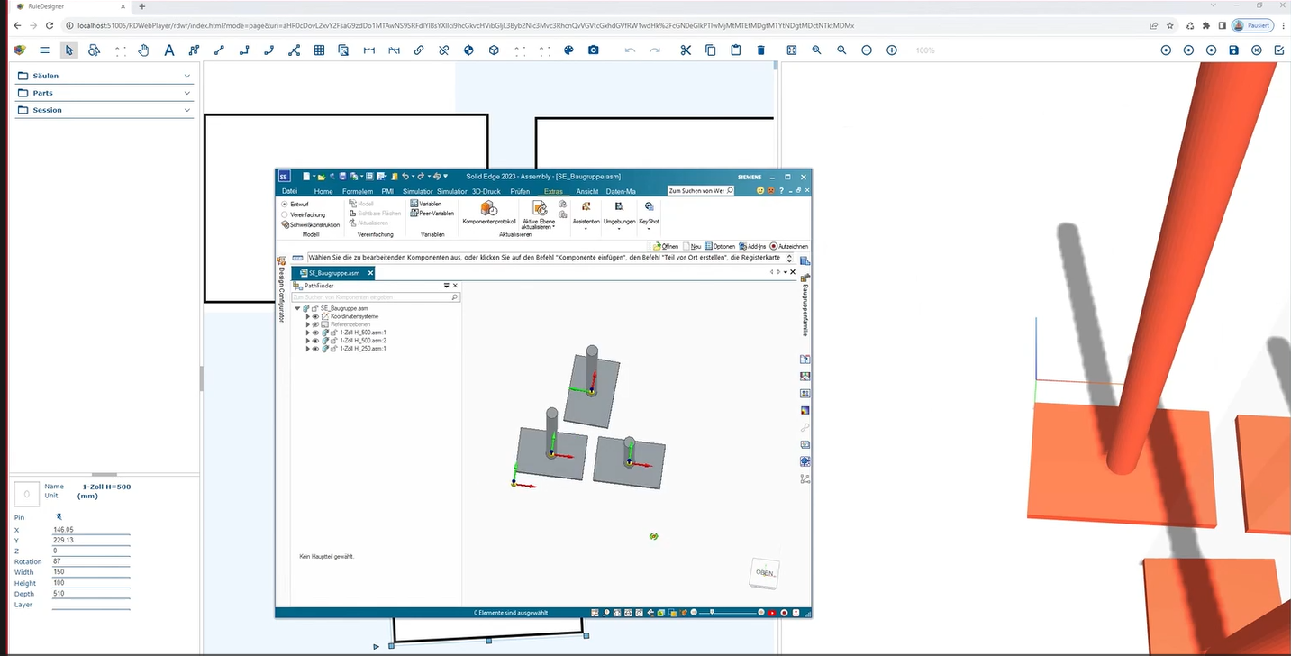 Export eines SE CAD Assemblies aus der RD Session